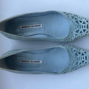 Manolo Blahnik Blue Laser-Cut Flats